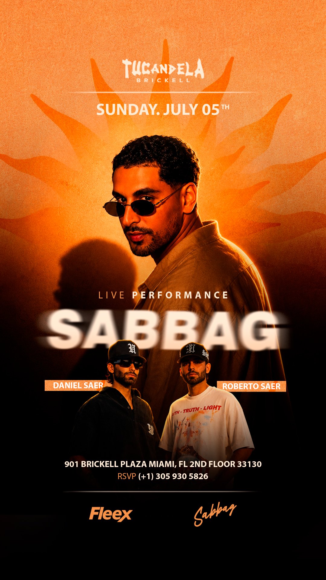 Sabbag live performance en Tu Candela Brickell